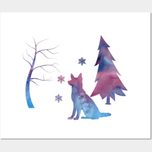 German Shepherd Art Snowflakes Winter Posters and Art